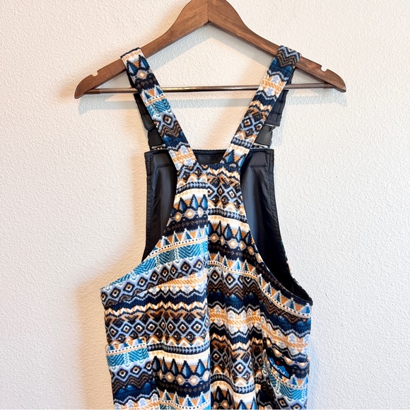 KAVU Pocatello Fleece Bib Overalls S Heritage Winds Fair Isle Nordic Snow Ski - Picture 13 of 15